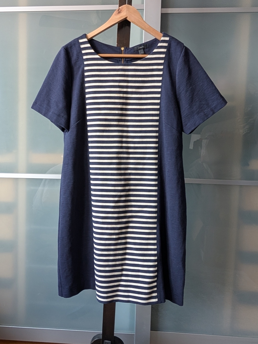 J. Crew Navy & White Striped Shift Dress 14